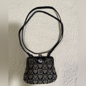 Brighton Black and Gray Heart Crossbody Bag